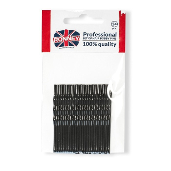 RONNEY Profesjonalne wsuwki do włosów długie, czarne 24 szt.